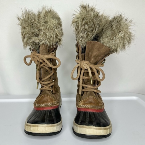 Sorel Joan of Arctic Waterproof Camel Red Faux Fur Tall Winter Boots Women’s 6 - Picture 3 of 12